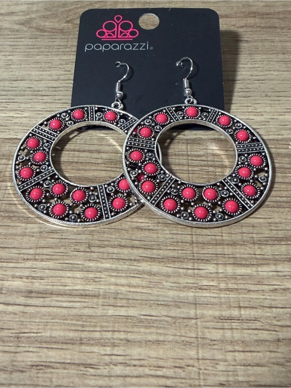 Paparazzi Coral Pink Circle Drop Earrings